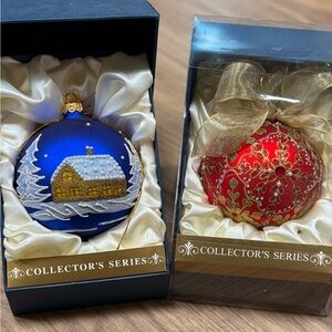 Set of 2 extra large CollectorsSeries Beaded Glass Holiday Ornaments from Poland